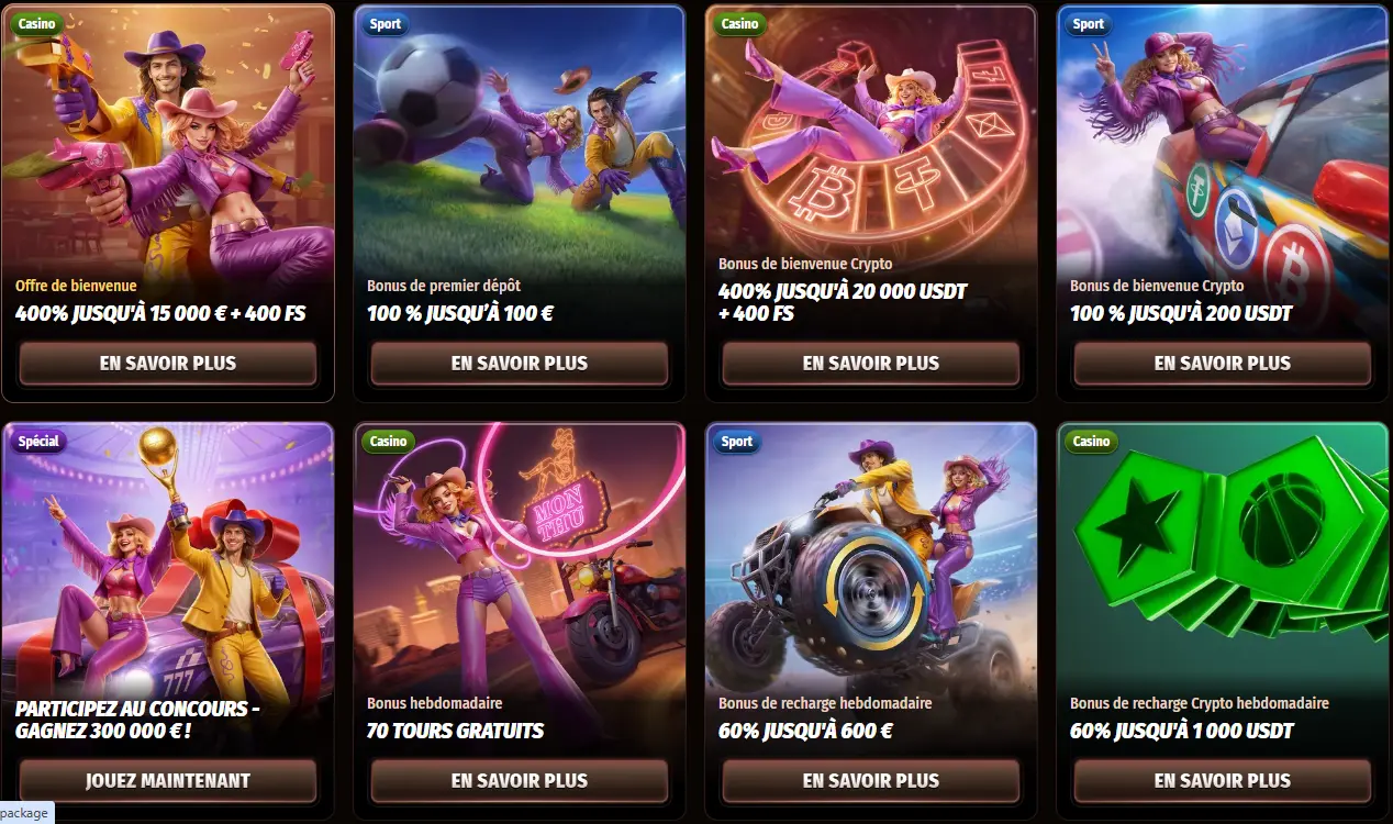 Promotions Westace Casino — bonus de bienvenue, rechargements, cashback et campagnes récurrentes